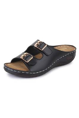 Beautiful Black color synthetic material flats for women 4