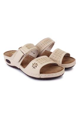 Beautiful Cream color synthetic material flats for women 1