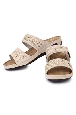 Beautiful Cream color synthetic material flats for women 2