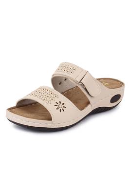 Beautiful Cream color synthetic material flats for women 4
