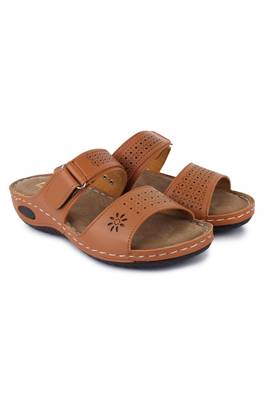 Beautiful Tan color synthetic material flats for women 1