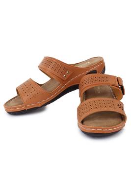 Beautiful Tan color synthetic material flats for women 2