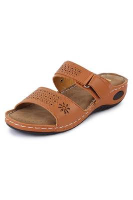 Beautiful Tan color synthetic material flats for women 4