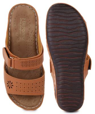 Beautiful Tan color synthetic material flats for women 5