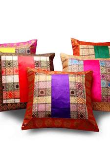 Assorted Velvet N Brocade 5 Pc. Cushion Covers Set