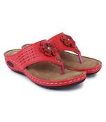 Beautiful Red color synthetic material flats for women