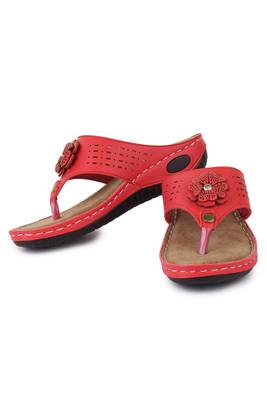 Beautiful Red color synthetic material flats for women 2
