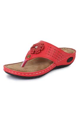 Beautiful Red color synthetic material flats for women 4