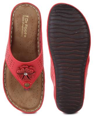 Beautiful Red color synthetic material flats for women 5