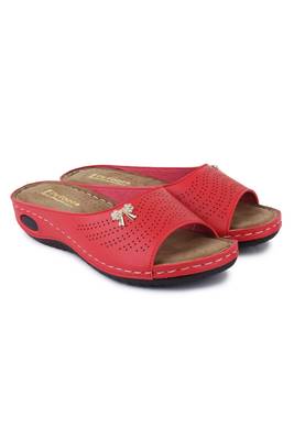 Beautiful Red color synthetic material flats for women 1