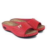 Beautiful Red color synthetic material flats for women