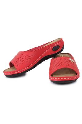 Beautiful Red color synthetic material flats for women 2