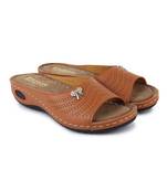 Beautiful Tan color synthetic material flats for women