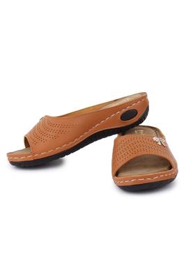 Beautiful Tan color synthetic material flats for women 2