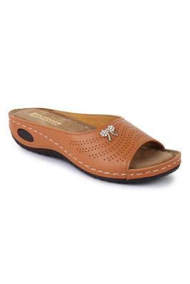 Beautiful Tan color synthetic material flats for women 3