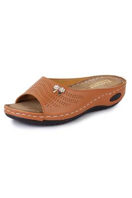 Beautiful Tan color synthetic material flats for women 4