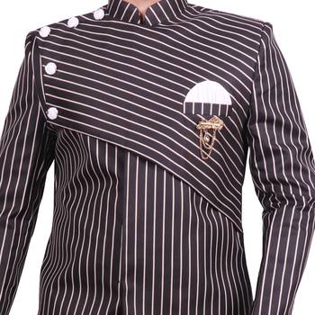 Black plain raw silk sherwani 5