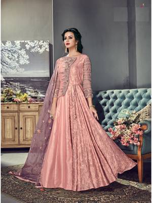 Light pink multi resham work silk salwar 1