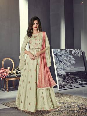 Light green multi resham work silk salwar 1