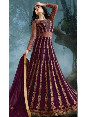 Purple multi resham work net salwar 2
