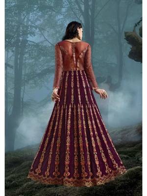 Purple multi resham work net salwar 3