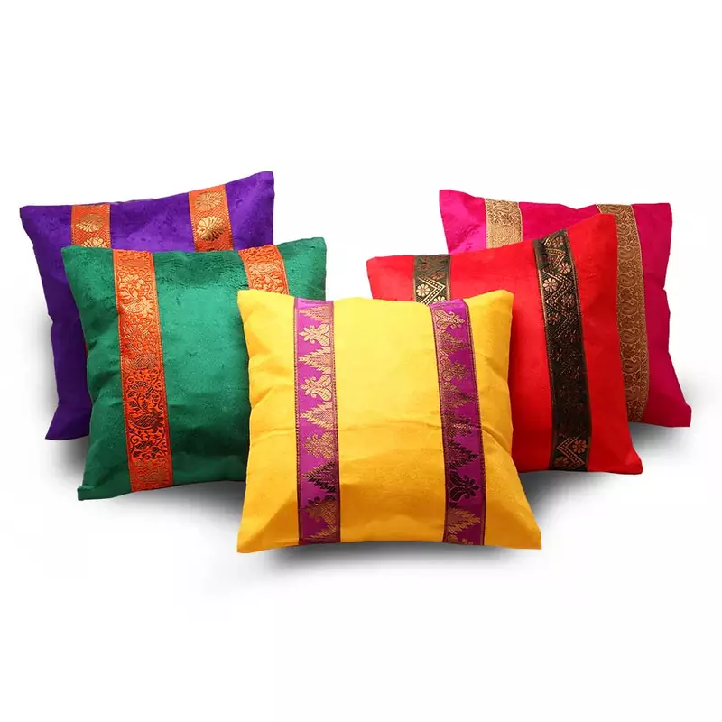 Brocade Striped Assorted 5 Pc. Cushion Covers Set
