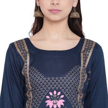 Blue printed rayon kurtas-and-kurtis 5