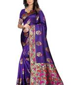 Purple Woven Jacquard Saree With Blouse