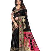 Black Woven Jacquard Saree With Blouse