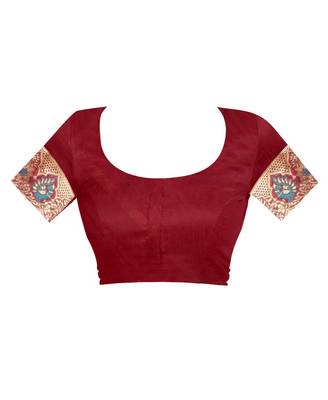 Maroon Woven Jacquard Saree With Blouse 4