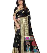Black Woven Jacquard Saree With Blouse