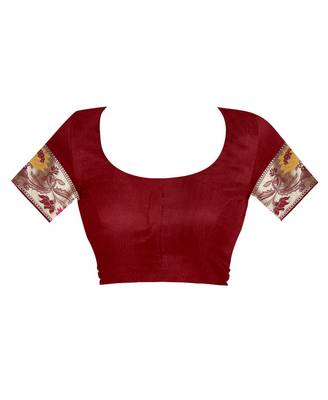 Maroon Woven Jacquard Saree With Blouse 4