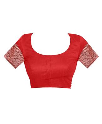 Red Woven Jacquard Saree With Blouse 3