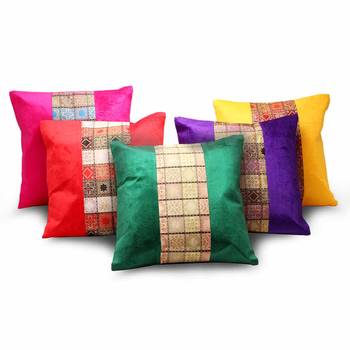 Jacquard Designer Assorted 5 Pc Cushion Covers Set 1