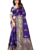 Purple Woven Jacquard Saree With Blouse