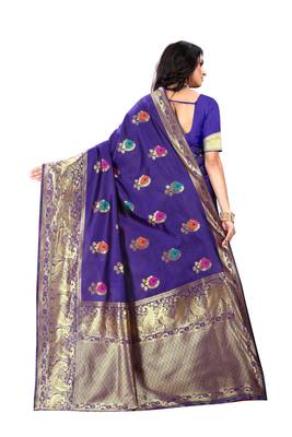 Purple Woven Jacquard Saree With Blouse 3