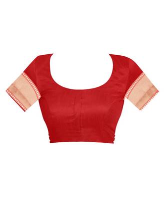 Red Woven Jacquard Saree With Blouse 4