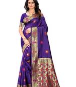 Purple Woven Jacquard Saree With Blouse