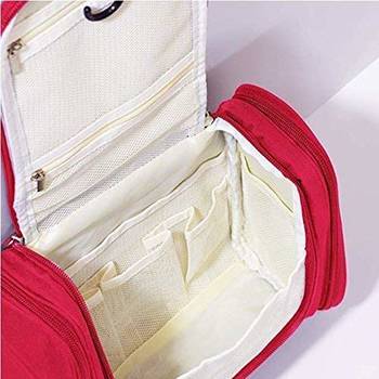Red Hanging Waterproof Travel Cosmetic Bag Oxford Matty Set Of 1 PcsPouch Large Capacity 5