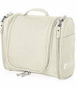 White Hanging Waterproof Travel Cosmetic Bag Oxford Matty Set Of 1 Pcs Pouch Large Capacity