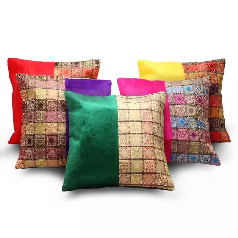 Banarasi Assorted 5 Pc Jacquard Cushion Covers Set