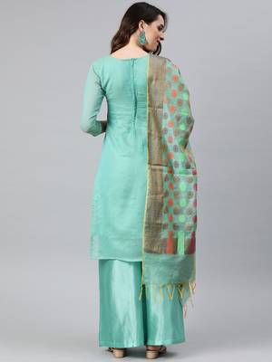Turquoise Weaved Banarasi Silk Salwar 3