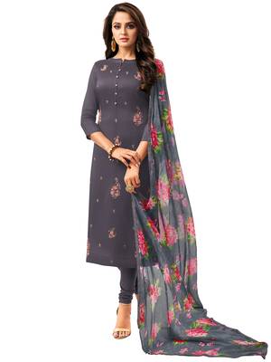 Grey Embroidered Chanderi Silk Salwar 1