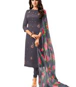 Grey Embroidered Chanderi Silk Salwar