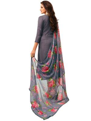 Grey Embroidered Chanderi Silk Salwar 2