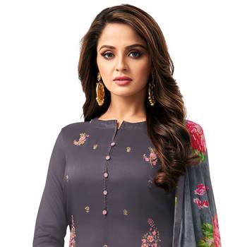Grey Embroidered Chanderi Silk Salwar 3