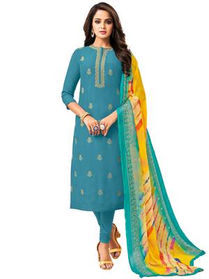 Teal-green embroidered chanderi silk salwar 1