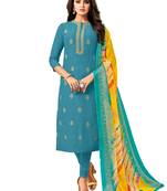 Teal-green embroidered chanderi silk salwar