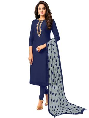 Blue Embroidered Chanderi Silk Salwar 1