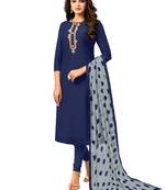 Blue Embroidered Chanderi Silk Salwar